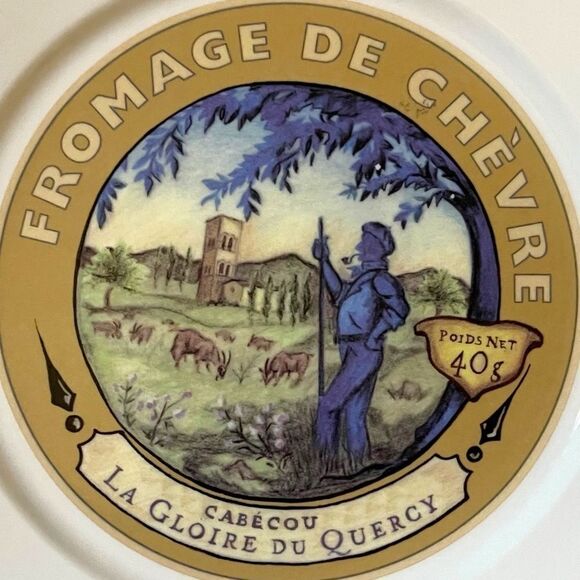 Y2K Restoration Hardware French Cheese Motif Design Appetizer 8” Plate Set of 4 - Picture 10 of 16